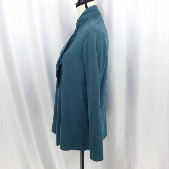 Columbia Wrap Cardigan Womens Size XS Teal Jersey Knit One Button Asymmetrical - Picture 4 of 9